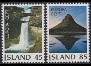 Island Mi.Nr. 522-23 Europa 77, Landschaften (2 Werte)