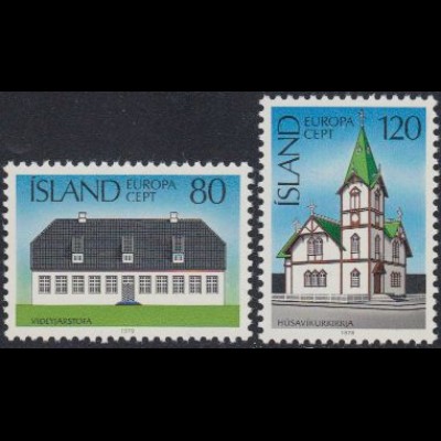Island Mi.Nr. 530-31 Europa 78, Baudenkmäler (2 Werte)