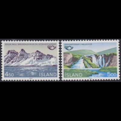 Island Mi.Nr. 596-97 Norden, Tourismus in Skandinavien (2 Werte)