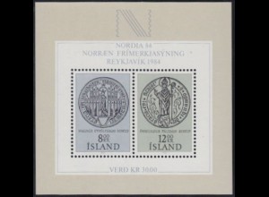 Island Mi.Nr. Block 5 Briefm.ausstellg. NORDIA '84, Bischofssiegel