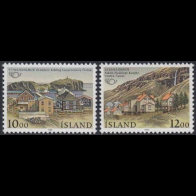 Island Mi.Nr. 650-51 NORDEN, Parterstädte in Skandinavien (2 Werte)
