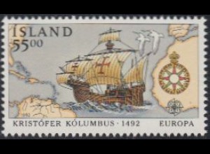 Island Mi.Nr. 763 Europa 92, 500.J.tag Entdeckung Amerikas (55,00)