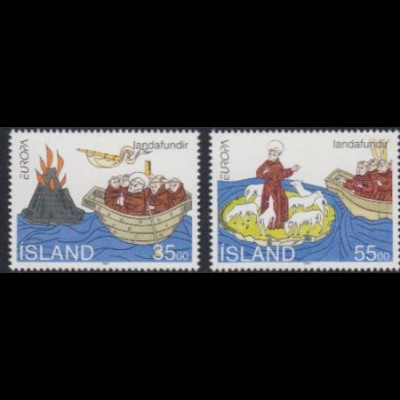 Island Mi.Nr. 800-01 Europa 94, Entdeckung Islands und Färöer-Inseln (2 Werte)