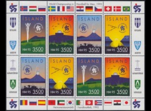 Island Mi.Nr. Klbg.820-23 Handball-WM, Geysir, Vulkan, Tafelberg, Meerenge