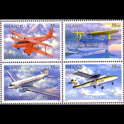 Island Mi.Nr. Zdr.866-69 Postflugzeuge (4 Werte)