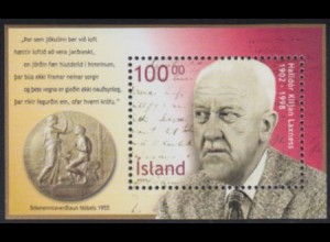 Island Mi.Nr. Block 30 100. Geburtstag von Halldor Kiljan Laxness