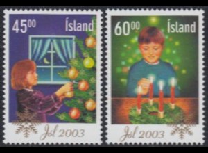 Island Mi.Nr. 1049-50 Weihnachten, Weihnachtsbaum, Adventskranz (2 Werte)