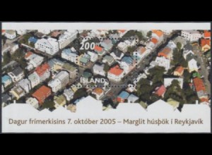 Island Mi.Nr. Block 38 Tag der Briefmarke, Hausdächer