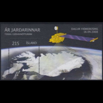 Island Mi.Nr. Block 45 Tag d.Briefmarke, Int.Jahr Planet Erde Satellitenaufnahme