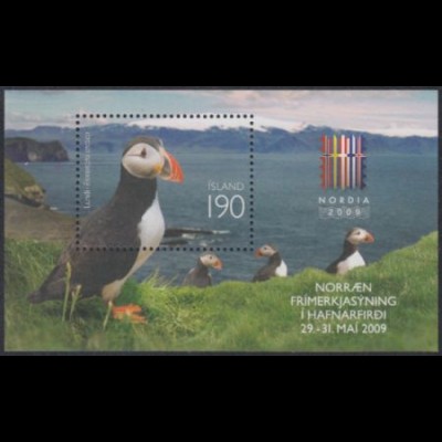 Island Mi.Nr. Block 47 Briefm.ausstellg. NORDIA 2009, Papageientaucher