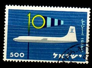 Israel Mi.Nr. 183 Zivilluftfahrt, Flugzeug und Windsack (500Pr)