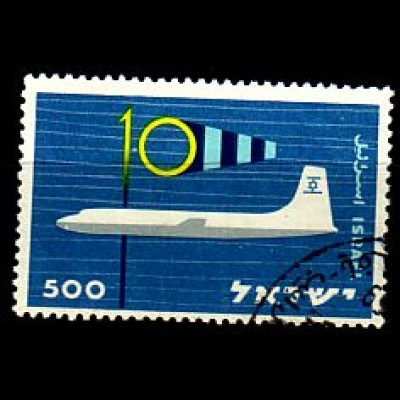 Israel Mi.Nr. 183 Zivilluftfahrt, Flugzeug und Windsack (500Pr)