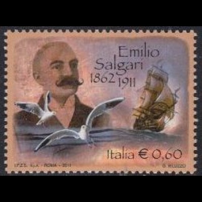 Italien Mi.Nr. 3441 Emilio Salgari, Segelschiff, Möwen (0,60)