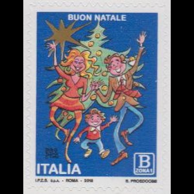 Italien MiNr. 4082 Weihnachten in der Familie, Zeichnung, skl (B)
