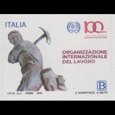 Italien MiNr. 4124 Int.Arbeitsorganisation ILO, Skulptur Der Bergarbeiter, skl (B)