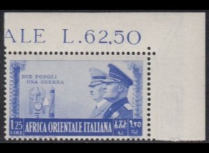 Ital.Ostafrika Mi.Nr. 61 Dt.-ital. Waffenbrüderschaft, Hitler+Mussolini (1,25)