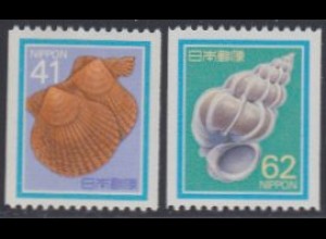 Japan Mi.Nr. 1831+32C Freim. Muscheln, Schnecken (2 Werte)