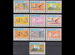 Jemen (Königreich) Mi.Nr. 493-502A Olympia 1968 Mexiko (10 Werte)