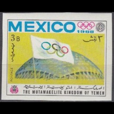 Jemen (Königreich) Mi.Nr. 495B Olympia 1968 Mexiko, Sporthalle (3)