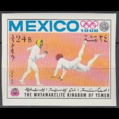 Jemen (Königreich) Mi.Nr. 501B Olympia 1968 Mexiko, Fechten (24)