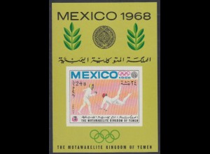 Jemen (Königreich) Mi.Nr. Block 75 Olympia 1968 Mexiko, Fechten 