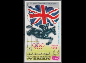 Jemen (Königreich) Mi.Nr. 522B Olympia 1968, London '48, Flagge, Reiten (4)