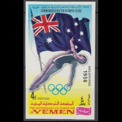 Jemen (Königreich) Mi.Nr. 524B Olympia 1968, Melbourne '56, Flagge, Springen (4)