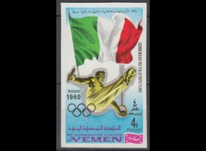 Jemen (Königreich) Mi.Nr. 525B Olympia 1968, Rom '60, Flagge, Ringeturnen (4)