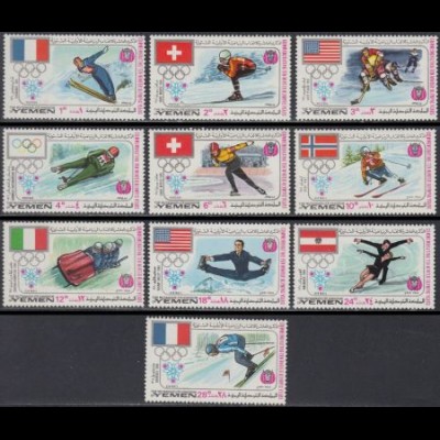 Jemen (Königreich) Mi.Nr. 529-38A Olympia 1968 Grenoble, Flaggen (10 Werte)