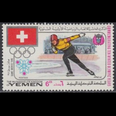 Jemen (Königreich) Mi.Nr. 533A Olympia 1968, St.Moritz, Flagge, Eislauf (6)