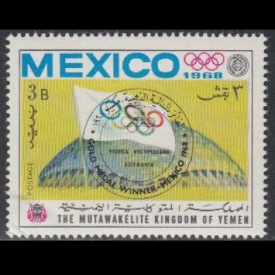 Jemen (Königreich) Mi.Nr. 606A Olympia '68 Sieger Viscopoleanu + Sporthalle (3)