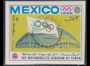 Jemen (Königreich) Mi.Nr. 606B Olympia '68 Sieger Viscopoleanu + Sporthalle (3)