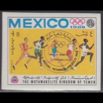 Jemen (Königreich) Mi.Nr. 607B Olympia '68 Sieger Nemeth + Laufen (4)