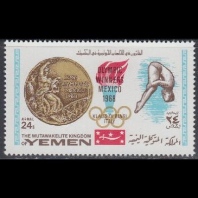 Jemen (Königreich) Mi.Nr. 622A Olympia 1968 Mexiko, Dibiasi, Turmspringen (24)