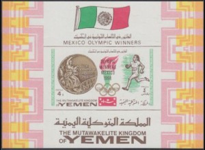 Jemen (Königreich) Mi.Nr. Block 141 Olympia 1968 Mexiko, Besson, Laufen 