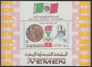 Jemen (Königreich) Mi.Nr. Block 142 Olympia 1968 Mexiko, Dibiasi, Turmspringen 