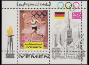 Jemen (Königreich) Mi.Nr. Block 157A Olympia 1972 München, Fackellauf 