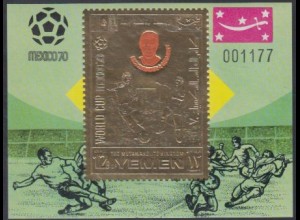 Jemen (Königreich) Mi.Nr. Block A196 Fußball-WM Mexiko, Beckenbauer 