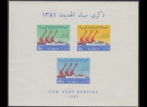 Jemen (Nordjemen) Mi.Nr. Block 4 Hafens von Hodeida, Ladekräne, Schiff 