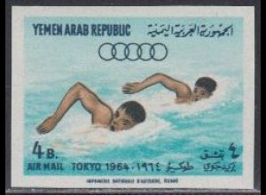 Jemen (Nordjemen) Mi.Nr. 364B Olympia 1964 Tokio, Freistilschwimmen (4)