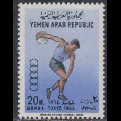 Jemen (Nordjemen) Mi.Nr. 367A Olympia 1964 Tokio, Diskuswerfen (20)