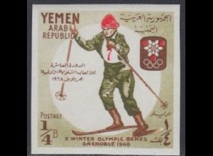 Jemen (Nordjemen) Mi.Nr. 624 Olympia 1968 Grenoble, Ski nordisch (1/4)