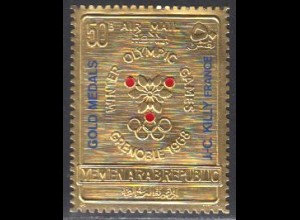 Jemen (Nordjemen) Mi.Nr. 706 Olympia 68 Greboble Goldmed. J.-C. Killy (50)