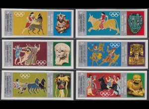 Jemen (Nordjemen) Mi.Nr. 784-89 Olympia 1968 Mexiko, Folklore (6 Werte)