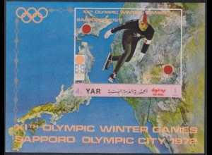 Jemen (Nordjemen) Mi.Nr. Block 148 Olympia 1972 Sapporo, Eisschnelllauf, Landk. 