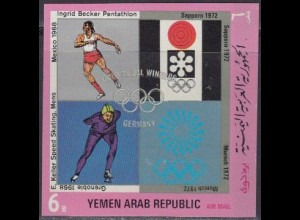 Jemen (Nordjemen) Mi.Nr. 1279 Dt.Olympiasieger Fünfkampf, Eisl., Embleme (6)