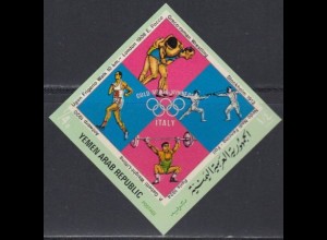 Jemen (Nordjemen) Mi.Nr. 1487 Ital.Olympiasieger Lauf.Ring.Fecht.Gewichth. (1/4)