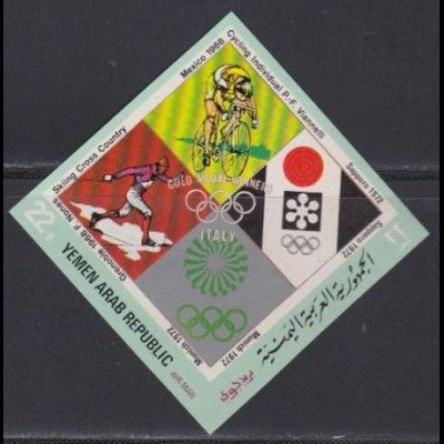 Jemen (Nordjemen) Mi.Nr. 1490 Ital.Olympiasieger Rad Ski Embleme (22)