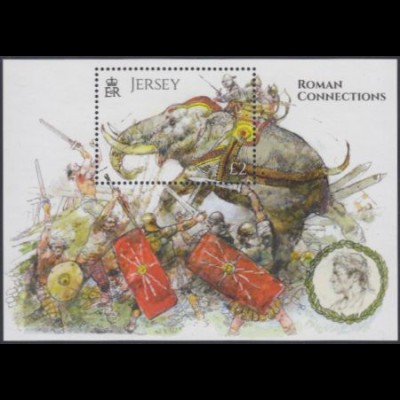 Jersey Mi.Nr. Block 119 Hist.Verbindung Jersey-Römisches Reich, Kriegselefant