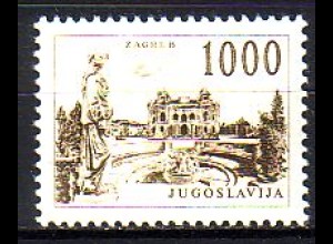 Jugoslawien Mi.Nr. 988 Freim., Bahnhof + Denkmal Zagreb (1000)